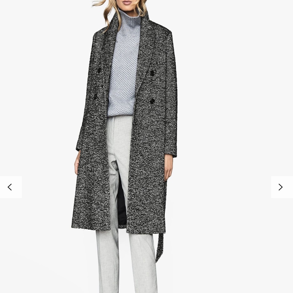 REISS Madelyn Boucle Longline Wool Coat
